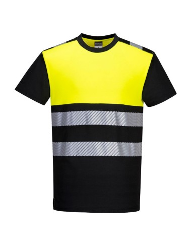 CAMISETA A.V. MANGA CORTA PW3  55% ALG. 45% POLIESTERA MARILLO/NEGRO