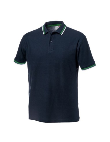 POLO PIQUE MANGA CORTA SALSA 100% ALG. AZUL/VERDE PRADO