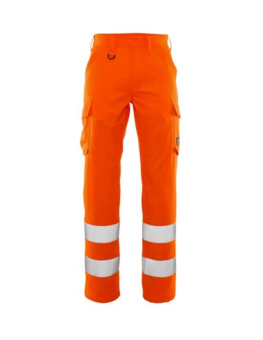 PANTALON MULTIBOLSILLOS A.V. C/BANDAS REFLECTANTES 30% ALG. 70% POLIESTER  NARANJA